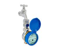 Compteur de robinet d'eau froide, longueur 110 mm, filetage de raccordement 3/4'', Argenté