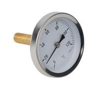 Compteur de température d'eau et d'huile avec manchon en laiton, cadran de 63 mm, thermomètre bimétal pour chaudières, poêles d'extérieur et applications de chauffage