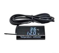 Compteur de température et de tension à DEL à double affichage DC 12 V pour surveillance de la batterie du véhicule avec affichage à trois chiffres de 0,7 cm et protection IPX6 (bleu)