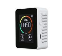 Compteur De Température Et D'humidité Moniteur Qualité L'air Détecteur CO2 Numérique Dioxyde Carbone Pollution 3-en-1 Alarme Puissante(White)