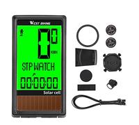 Compteur de Vitesse de vélo Solaire sans Fil pour Ordinateur de vélo, chronomètre d'odomètre de vélo étanche en 5 Langues, Ordinateur de vélo pour vélos de Route et de Montagne
