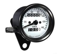 Compteur de vitesse double kilométrique 12 V avec rétroéclairage LED en acier inoxydable pour vélo de rue, cruiser, chopper, moto tout-terrain, VTT, scooter, hors-route (cadran blanc)