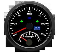 Compteur de Vitesse GPS 2 en 1 for Bateau, 85 mm, 0-120 mph, 0-8000 TR/Min, avec Clignotant, rétroéclairage LED Rouge, 12 V/24 V(120MPH-8000RPM BN)
