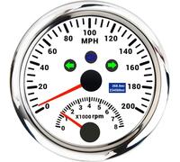 Compteur de Vitesse GPS 2 en 1 for Bateau, 85 mm, 0-120 mph, 0-8000 TR/Min, avec Clignotant, rétroéclairage LED Rouge, 12 V/24 V(200MPH-8000RPM WS)