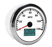 Compteur de Vitesse GPS, Compteur de Vitesse de Bateau 120MPH Jauge de Vitesse ABS Compteur de Vitesse de Moto en Acier Inoxydable pour Camion de Voiture de Bateau Marin