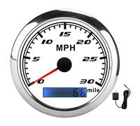 Compteur de Vitesse GPS, Compteur de Vitesse en Acier Inoxydable ABS pour Compteur de Vitesse Numérique de Voiture pour Voiture avec Rétro-éclair (White)