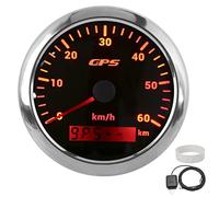 Compteur de Vitesse GPS, Compteur de Vitesse en Acier Inoxydable ABS pour Voiture, Compteur de Vitesse GPS Moto avec Boîte de Réception GPS pour Voitures Bateaux 9 à 32 V (Black)