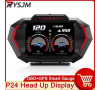 Compteur De Vitesse Gps Hud Pour Voiture,Affichage Tête Haute,Obd2,P24,Inclinomètre Numérique,Alarme De Survitesse,Consommation De Carburant,Navigation Automobile