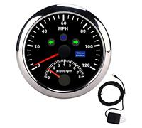Compteur de vitesse GPS, tachymètre, 0-120 MPH, 8 000 tr/min, haute précision, alarme de survitesse, écran LCD rétroéclairé rouge, résistant aux intempéries, pour voiture, bateau, ((Schwarz CX8191))