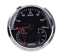 Compteur de vitesse GPS, tachymètre, jauge de carburant, affichage multifonction 3 en 1 avec rétroéclairage rouge, lectures de haute précision pour camping-car, yachts, camions, (Cadran noir lunette