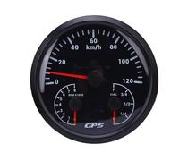 Compteur de vitesse GPS, tachymètre, jauge de carburant, affichage multifonction 3 en 1 avec rétroéclairage rouge, lectures de haute précision pour camping-car, yachts, camions, (Cadran noir Lunette