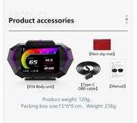Compteur De Vitesse Numérique Intelligent Pour Voiture,Écran Lcd Complet Multifonctions,Obd + Gps,Système Pour Touristes,Obd2,Gps,Hud,Tête Haute,Testeur,Alarme - Type P24 #A