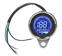 Compteur de vitesse numérique LCD LED indicateur de vitesse étanche anti-éblouissement odomètre tachymètre de haute précision pour moto 12 V DC rétro style chromé argent ABS métal