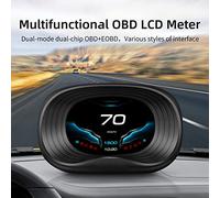 Compteur de vitesse numérique OBD II, affichage tête haute de voiture HUD avec interface OBD EOBD double mode, 9 modes d'affichage, alarmes de tension de température de l'eau,