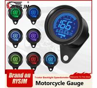 Compteur de vitesse numérique pour moto, scooter, VTT, tableau de bord rétro avec rétroéclairage 7 couleurs, tachymètre 0-10000 tr/min, jauge d'huile pour moto 12V Motorcycle gauge