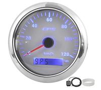 Compteur de vitesse, odomètre 85 mm, jauge de vitesse 120 km/h avec rétroéclairage 7 couleurs pour voiture, bateau, camping-car, yacht, double performance stable, haute précision, (Blanche)