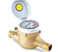 Compteur d'eau 32 mm de jet multiple pour eau froide. Sortie 1 1/2 mâle. Débit maximum 10 m3/h. Longueur 26 cm
