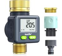 Compteur d'eau avec entrée et sortie en laiton,horloge pratique pour le jardin,4 modes de contrôle de la consommation d'eau,compteur de débit d'eau,débitmètre numérique rotatif à 180°