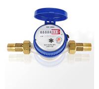 Compteur d'eau froide jardin, compteur d'eau froide 15mm 1/2 pouce calibré, compteur de robinet avec raccords et housse de protection pour jardin et ménage