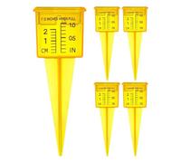 Compteur d'eau pour pulvérisateurs, compteur d'eau de pluie | Pluviomètre portable jaune pour jardin, jauge d'arroseur portable pour outils de jardin, 5 pluviomètres avec ouverture large