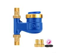 Compteur d'eau vertical avec connecteurs en cuivre plein et couvercle de protection, mesure précise du débit pour la maison et le commerce, DN15 DN20 DN25, 1/2 3/4 1", filetage intérieur, bleu (DN20)