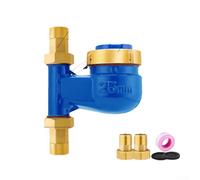 Compteur d'eau vertical, compteur d'eau froide en laiton lourd, compteur d'eau verticale connecté au cuivre pour maison/jardin/maison/appartement (DN25)