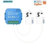 Compteur d'énergie bidirectionnel intelligent ZigBee 2 canaux avec pince ampèremétrique 80A, surveillance par application, export et import d'énergie solaire AC100V/240V 2 Channels-2CT