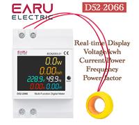 Compteur d'énergie D52-2066 sur Rail Din, moniteur d'utilisation d'électricité AC 40-300V 100A, voltmètre ampèremètre Watt KWH, compteur de puissance de fréquence Built-in CT