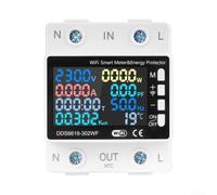 Compteur d'énergie intelligent WiFi 63 A rail DIN monophasé avec écran LCD, protection contre les surtensions pour application Tuya, compteur de courant pour énergie solaire domestique commerciale