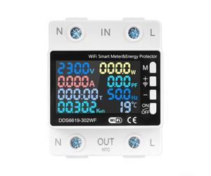 Compteur d'énergie intelligent WiFi 63 A rail DIN monophasé avec écran LCD, protection contre les surtensions pour application Tuya, compteur de courant pour énergie solaire domestique commerciale