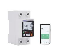 Compteur d'énergie Intelligent WiFi AC 63A 80-300V Fuite Terre Intelligente sur sous Tension Protecteur Relais Dispositif Interrupteur disjoncteur énergie Puissance kWh mètre Smart Life 230V (BLACK)