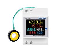 Compteur d'énergie monophasé Din Rail AC Monitor 6 en 1 Multimètre AC 40-300V 100A Tension Courant Voltmètre Ampèremètre Watt Kwh Fréquence Power Meter 110V 230V (External CT)