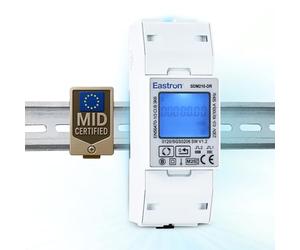 Compteur d'énergie monophasé Modbus, avec entrée électrique - 100A, sortie impulsionnée fixe 1000imp/kWh - Nécessite des entrées de tension secteur (phase et neutre entrée et sortie) - SDM210-DR-MID
