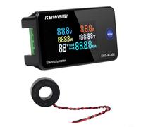 Compteur d'énergie numérique KWS-AC300-100A AC Testeur électrique avec fonction de synchronisation et étui en nylon pour entretien, entrepôt, atelier, système CVC