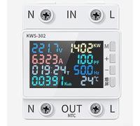 Compteur d'énergie WiFi intelligent pour Tuya pour Smart Life, compteur d'énergie avec protection contre les surtensions et les sous-tensions, écran LCD, montage sur rail DIN, compatible avec