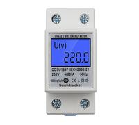 Compteur électrique numérique LCD - Compteur de courant alternatif - Rail DIN - Compteur KWh 5 (80) A monophasé 2 broches - Compteur électrique sur rail DIN