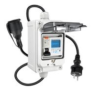 Compteur électrique numérique mobile 3 phases 16 A 230 V avec prise CEE / coupleur - Compteur électrique numérique mobile avec disjoncteur de protection, prise Schuko IP67, prise industrielle LED