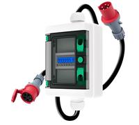 Compteur électrique numérique mobile 3 phases 63A Coupleur 5 broches prise CEE Adaptateur 5P 400V compteur electrique numérique triphasé avec réinitialisation IP66 H07RN-F 5 * 6mm²Câble