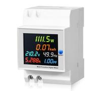 Compteur électrique rail DIN - Compteur d'énergie numérique LCD 6 en 1 - Multifonctions - CA 40-300 V - 100 A - Compteur de courant alternatif - Wattmètre KWh - Compteur ampèremètre - Voltmètre DIN -