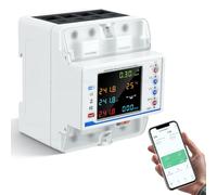 Compteur électrique WiFi 3 phases, 12 en 1 Wi-Fi Tuya 4 fils 100 A 380 VAC Smart Meter compteur triphasé avec écran couleur, protection contre les sous-tensions, protection contre les surintensités