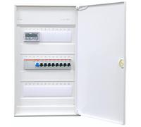 Compteur équipé d'un diviseur de montage Hager 3 rangées VA36CN Connexion prête câblage avec bornier Montage ABB 1 x FI 4 pôles 8x LS B16A