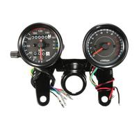 Compteur kilométrique universel à LED noir + tachymètre de vitesse pour moto 12 V Chopper Cafe Racer Old School
