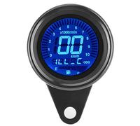 Compteur multifonction pour moto, tachymètre numérique LCD, odomètre, jauge de carburant, compteur de vitesse, instrument universel étanche en alliage d'aluminium pour motos 12 V, (Noire)