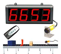 Compteur numérique LED, écran 4 chiffres, compte jusqu'à 9999, induction automatique avec télécommande, distance de détection 30/70 cm, idéal pour bande transporteuse et ligne de production