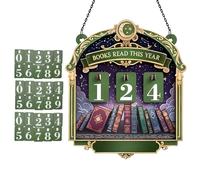 Compteur pour les livres que vous avez lus cette année - Décoration de bibliothèque de table en bois - Compteur de cibles de lecture avec d'immatriculation pour 30 livres - Affichage de