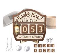 Compteur pour livres que vous avez lu cette année - 20 x 15 cm - Grand compteur de livres pour les défis de lecture avec numéro et étui de rangement - Panneau de suivi de lecture pour les amateurs de