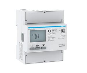 COMPTEUR TRI 80A MBUS MID - GESTION DU BATIMENT HAGER ECM380D