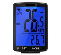 Compteur Velo Compteur de Vitesse de vélo sans Fil, odomètre, étanche, chronomètre de température mesurable Compteurs VéLo(Black Blue Backlight)