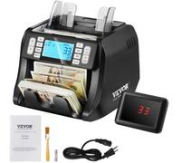 VEVOR Compteuse de billets USD et EUR – Détecteur UV/MG/IR/DD, Modes Ajout & Lot, Grand écran LCD