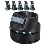 Compteuse et trieuse de pièces USD professionnelle, automatique, avec affichage LED, for écoles, magasins banques (230/300 pièces/min), couleur noire(4 Coin Tubes)